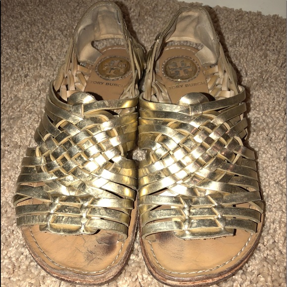 Tory Burch Anya metallic leather woven sandals - Picture 5 of 8